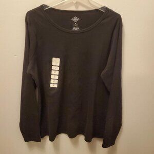 Women's New w/tags St. John's Bay Long Sleeve Top, Size XL, Black, Crew Neck.